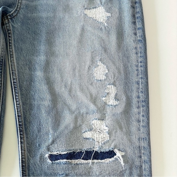 Sandro Guylain Distressed Boyfriend Rigid Denim High Waist Ankle Jean 10 - Picture 14 of 16